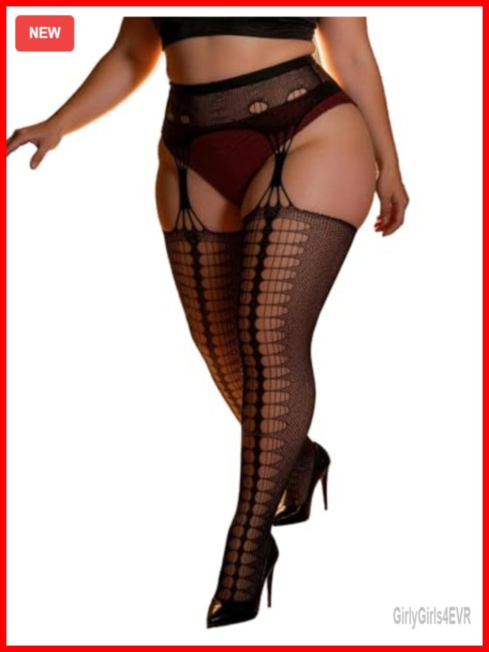 Plus Size Fishnet Stockings Suspender Pantyhose Garter Belt Thigh Highs